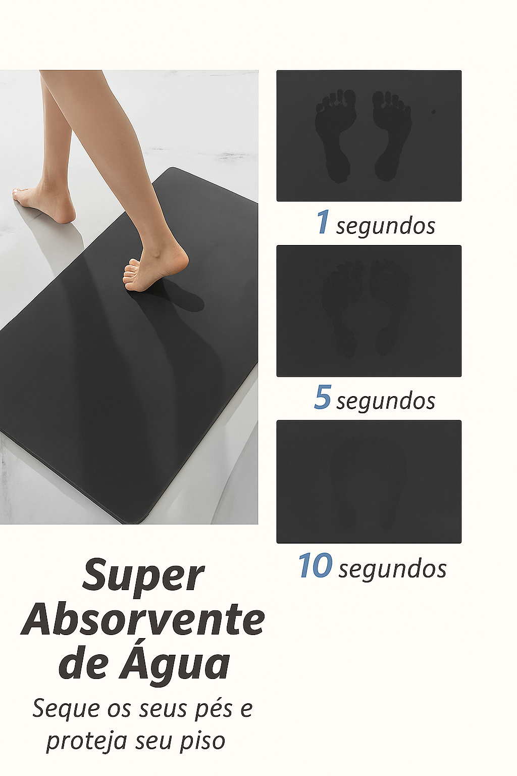 Tapete Mágico Absorvente de Diatomita – Antimofo | Secagem Rápida 60x40cm